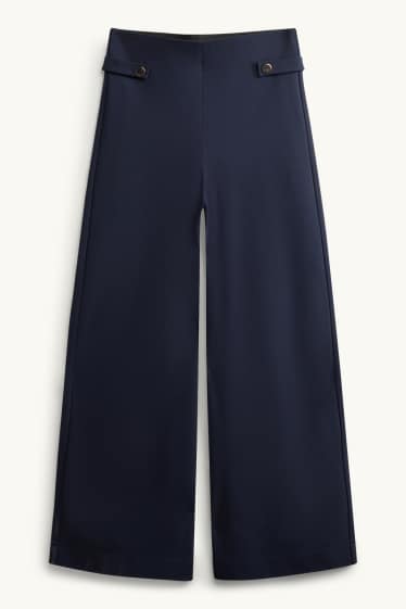 Damen - Jersey-Hose - High Waist - Wide Leg - dunkelblau