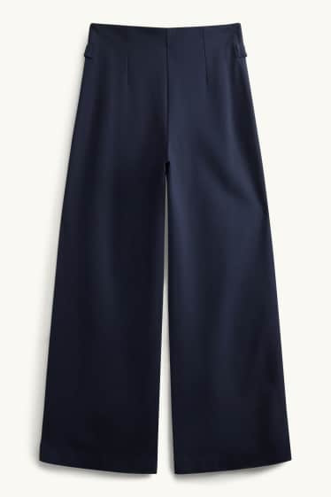 Damen - Jersey-Hose - High Waist - Wide Leg - dunkelblau
