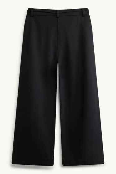 Femmes - Pantalon en jersey court - high waist - wide leg - noir