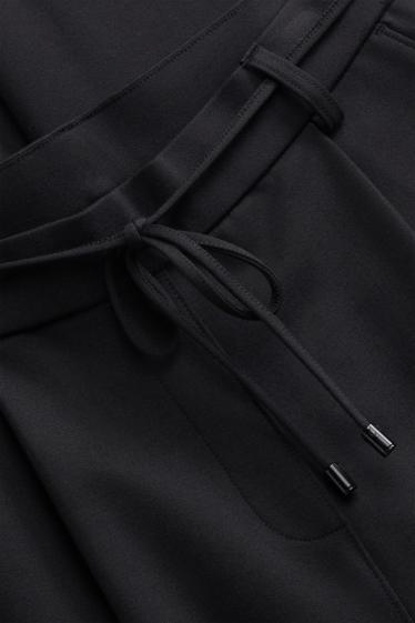 Femmes - Pantalon en jersey court - high waist - wide leg - noir