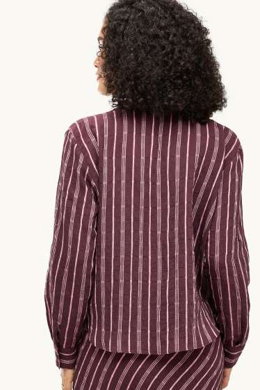 Donna - Blusa con nodo - fantasia - marrone
