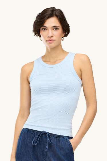 Damen - Top - gestreift - hellblau