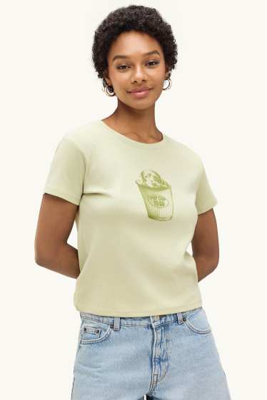 Dona - Samarreta de màniga curta - slim fit - verd clar