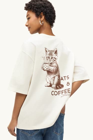 Femmes - T-shirt - oversize - blanc
