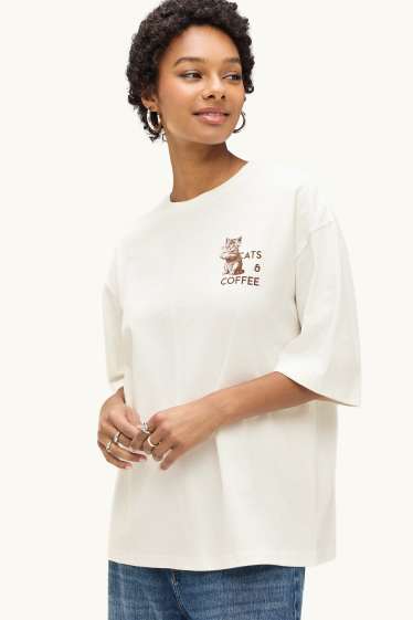Femmes - T-shirt - oversize - blanc