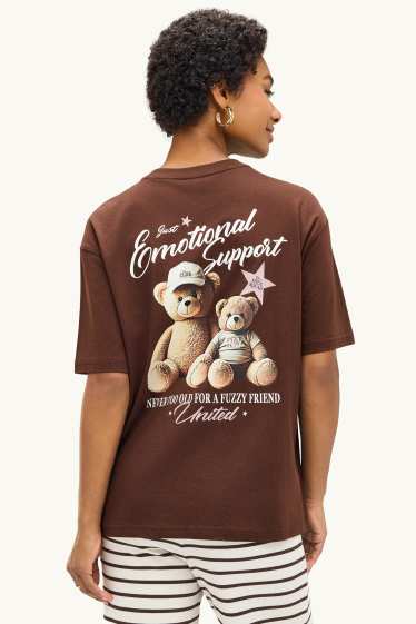 Donna - T-shirt - oversize - marrone