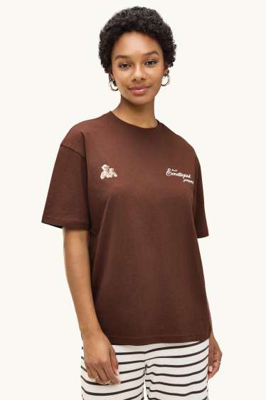 Donna - T-shirt - oversize - marrone