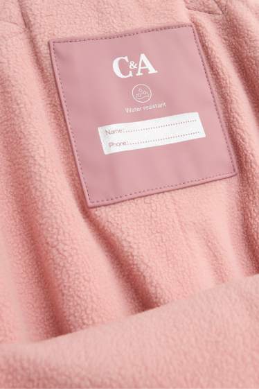 Enfants filles - Pantalon de pluie - doublé - imperméable - rose