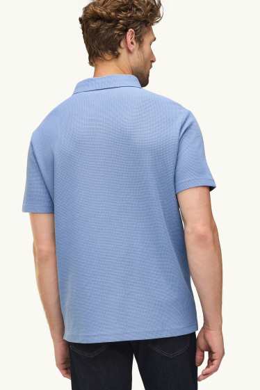 Heren - Poloshirt - regular fit - met structuur - lichtblauw