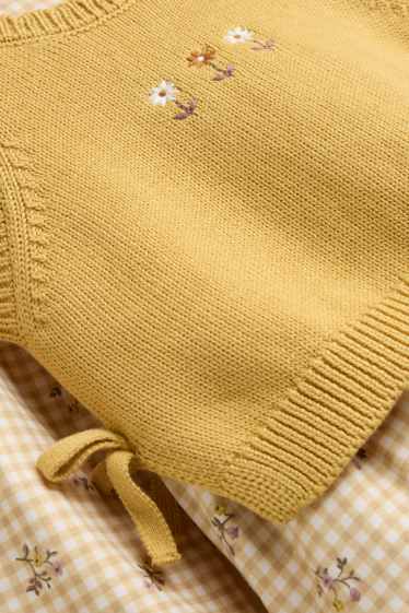 Bébés filles - Petites fleurs - tenue bébé - 2 pièces - jaune moutarde