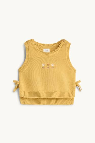 Bébés filles - Petites fleurs - tenue bébé - 2 pièces - jaune moutarde
