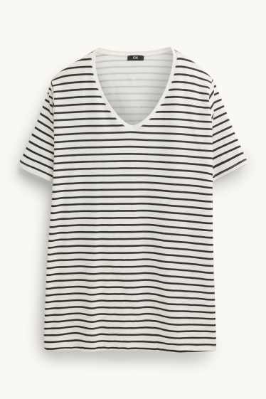 Women - Multipack of 2 - V-neck T-shirt - LYCRA® - white / black