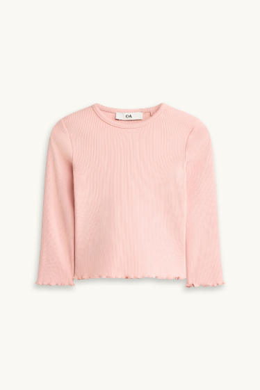 Enfants filles - Fleurs - ensemble - gilet de maille et haut à manches longues - 2 pièces - blanc crème