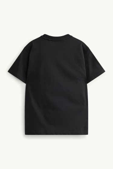 Children Boys - Minecraft - short sleeve T-shirt with appliquéd bag - black
