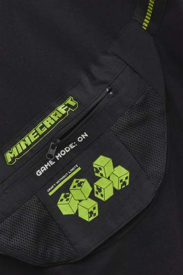 Children Boys - Minecraft - short sleeve T-shirt with appliquéd bag - black