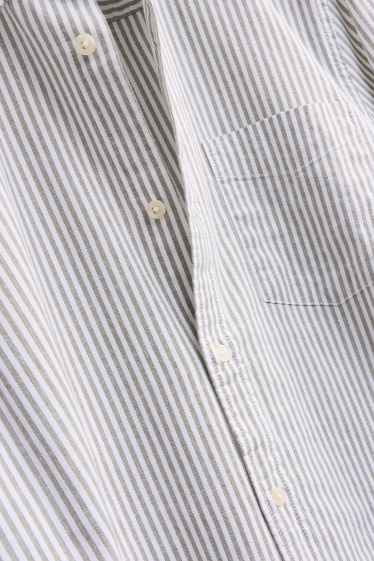 Herren - Hemd - Regular Fit - Button-down - gestreift - weiß / grau