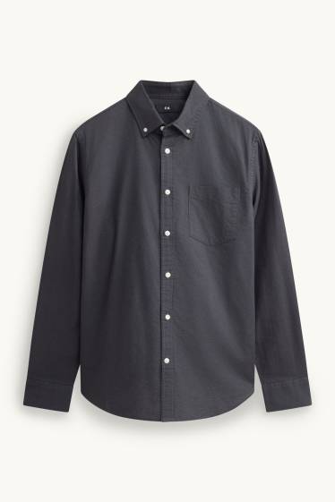 Herren - Hemd - Regular Fit - Button-down - dunkelgrau