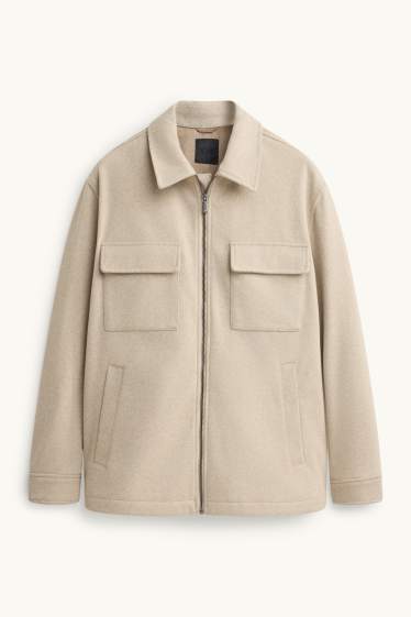 Hommes - Veste-chemise - relaxed fit - col kent - beige