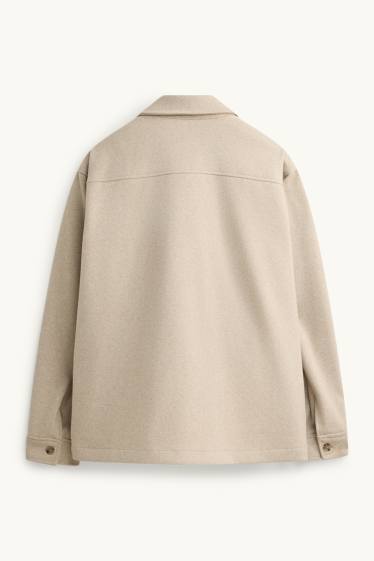 Hommes - Veste-chemise - relaxed fit - col kent - beige