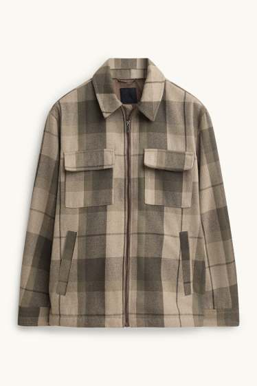 Hommes - Veste-chemise - relaxed fit - à carreaux - beige / marron