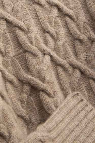 Femmes - Pull à col roulé en cachemire mélangé - laine mélangée - beige