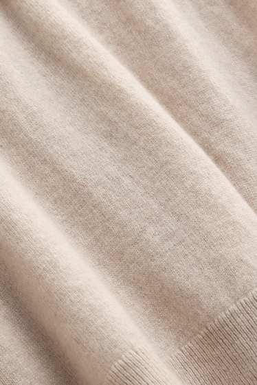 Femmes - Pull en maille en cachemire - manches courtes - beige