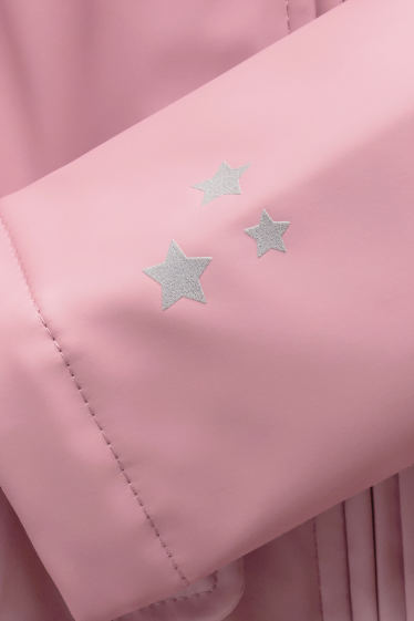 Enfants filles - Étoile et léopard - veste de pluie avec capuche - doublée - rose
