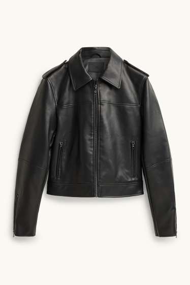 Dames - Bikerjack - imitatieleer - zwart