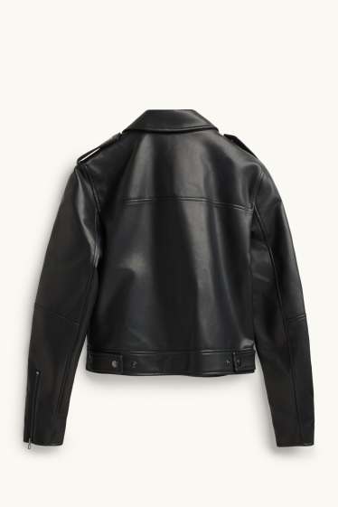 Dames - Bikerjack - imitatieleer - zwart