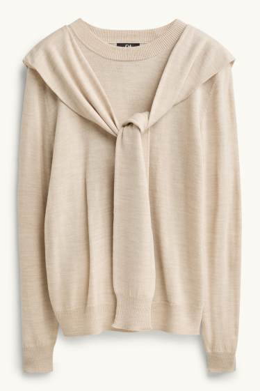 Damen - Pullover - 2-in-1-Look - beige