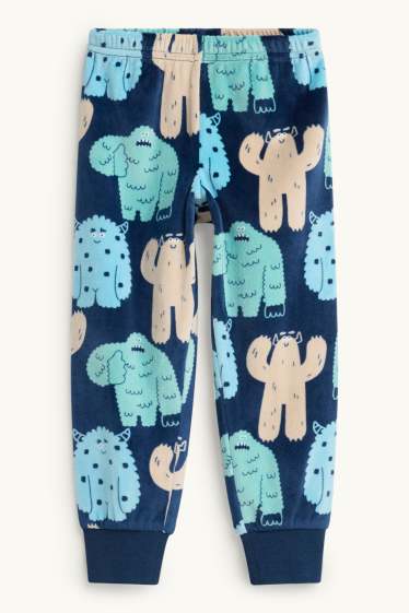 Children Boys - Monster - pyjamas - 2 piece - blue / beige