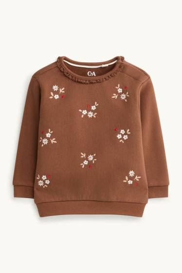 Baby: meisjes - Bloemetje - babysweatshirt - bruin
