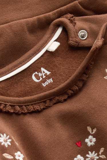 Baby: meisjes - Bloemetje - babysweatshirt - bruin