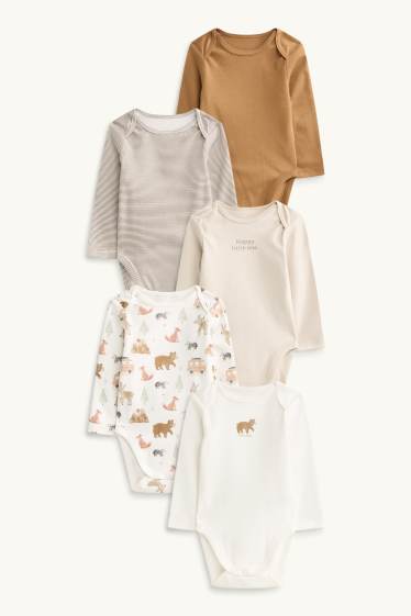 Baby Buben - Multipack 5er - Waldtiere - Baby-Body - cremeweiß