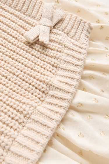 Enfants filles - Cœurs - chemisier bébé - look 2 en 1 - effet brillant - beige