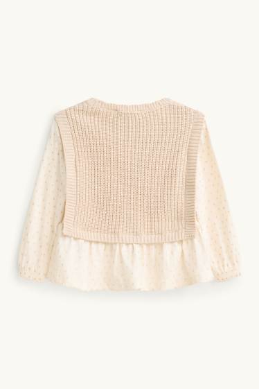 Enfants filles - Cœurs - chemisier bébé - look 2 en 1 - effet brillant - beige
