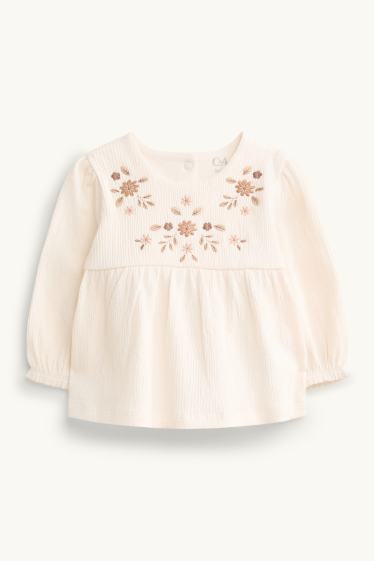 Baby Mädchen - Blümchen - Baby-Bluse - cremeweiss