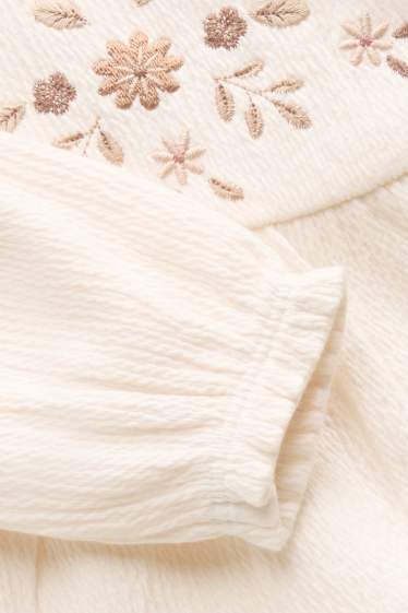 Baby Mädchen - Blümchen - Baby-Bluse - cremeweiss