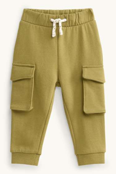 Miminka - chlapci - Cargo teplákové kalhoty pro miminka - khaki