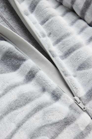 Children Girls - Fleece onesie with hood - white / gray