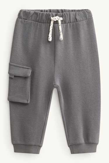Baby Jungen - Baby-Cargo-Jogginghose - gestreift - grau