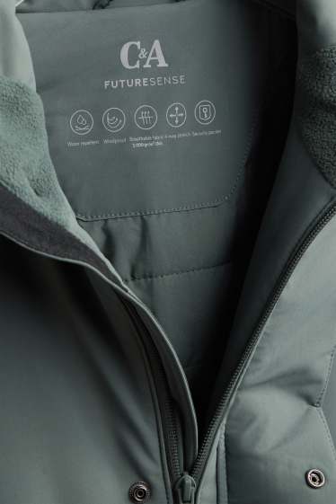 Herren - Softshelljacke mit Kapuze - gefüttert - wasserabweisend - grau
