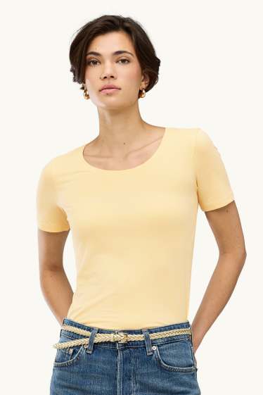 Dames - T-shirt - slim fit - geel