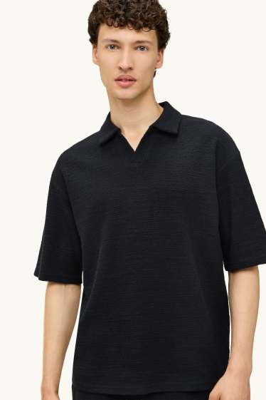 Uomo - Polo in maglia - relaxed fit - nero