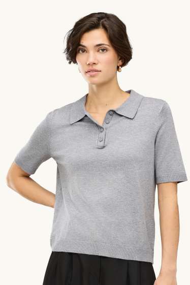 Dona - Polo de punt - regular fit - gris