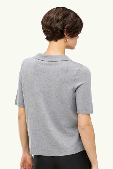 Dona - Polo de punt - regular fit - gris