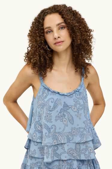 Femmes - Caraco court - à motif - bleu