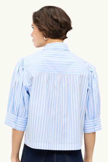 Femmes - Chemise-blouse - à rayures - blanc / bleu