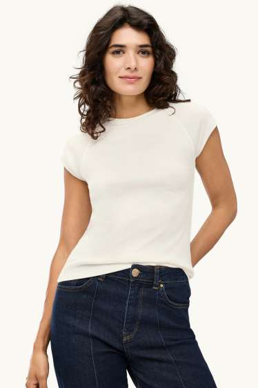 Damen - T-Shirt - Slim Fit - weiss
