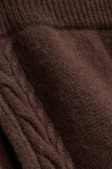 Donna - Pantaloni sportivi in maglia con cashmere - misto lana - marrone scuro